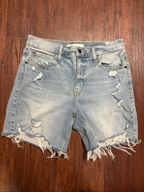 eunina Distressed Light Blue Denim Shorts